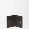 Cartera compacta y delgada en piel de becerro clásica texturizada Gris oscuro Cartera compacta y delgada en piel de becerro clásica texturizada Gris oscuro