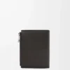 Cartera compacta y delgada en piel de becerro clásica texturizada Gris oscuro Cartera compacta y delgada en piel de becerro clásica texturizada Gris oscuro