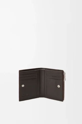 Cartera compacta y delgada Panta en piel de becerro brillante Vintage Brown