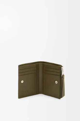 Cartera compacta y delgada Puzzle en piel de becerro clásica Dark Khaki