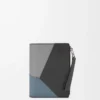 Cartera compacta y delgada Puzzle en piel de becerro clásica Gris asfalto/Azul tormenta