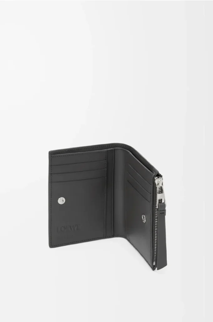 Cartera compacta y delgada Puzzle en piel de becerro clásica Gris asfalto/Azul tormenta