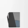 Cartera compacta y delgada Puzzle en piel de becerro clásica Gris asfalto/Azul tormenta