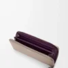Cartera con cremallera y nudo en piel de becerro napa brillante Clay/Plum