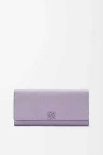 Cartera continental Anagram en piel de becerro granulada Dirty Mauve