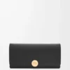 Cartera continental Pebble en piel de becerro napa brillante, color negro