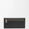Cartera continental Pebble en piel de becerro napa brillante, color negro