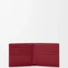 Cartera doble en piel de becerro clásica rojo quemado