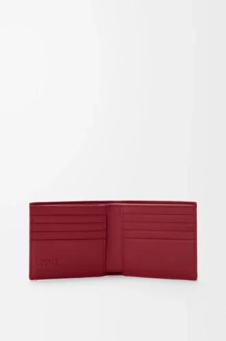 Cartera doble en piel de becerro clásica rojo quemado
