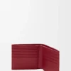 Cartera doble en piel de becerro clásica rojo quemado