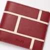 Cartera doble en piel de becerro clásica rojo quemado