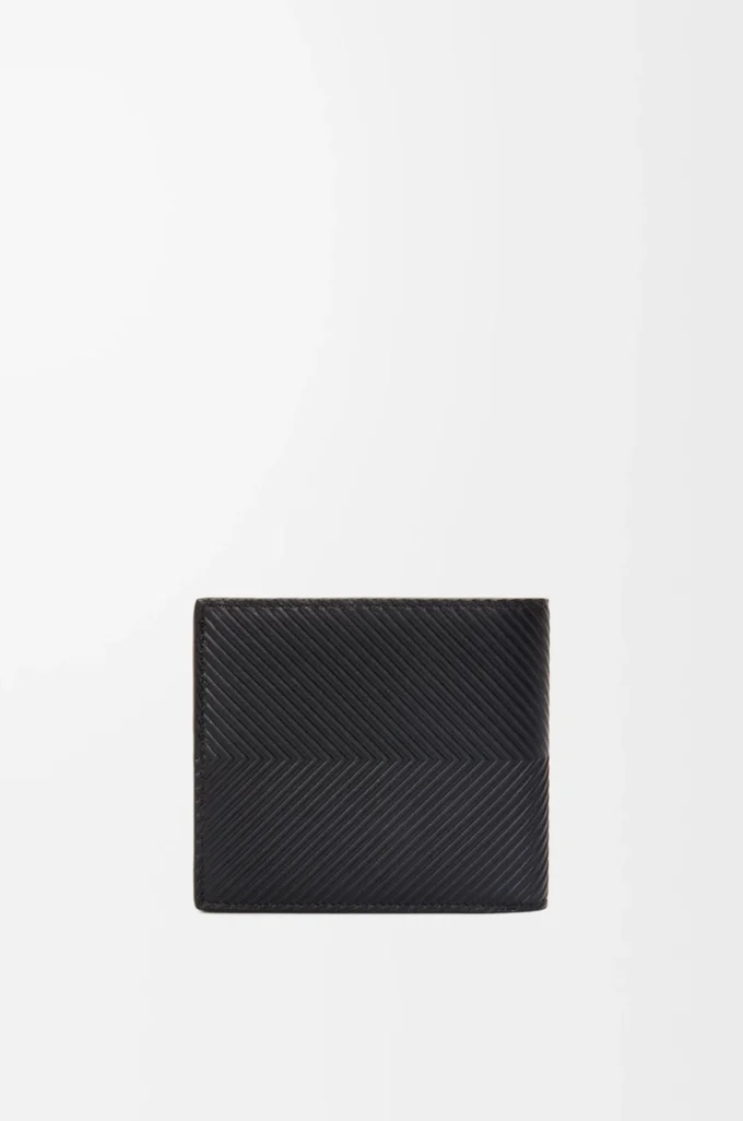 Cartera doble en piel de becerro clásica texturizada, color negro