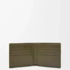 Cartera doble en piel de becerro clásica texturizada Dark Khaki Cartera doble en piel de becerro clásica texturizada Dark Khaki