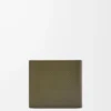 Cartera doble en piel de becerro clásica texturizada Dark Khaki Cartera doble en piel de becerro clásica texturizada Dark Khaki