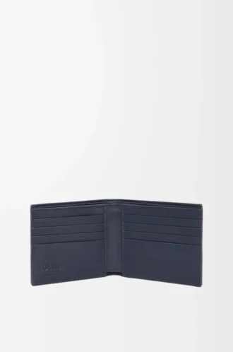 Cartera doble en piel de becerro clásica texturizada Deep Navy
