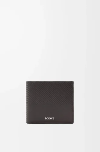 Cartera doble en piel de becerro clásica texturizada Gris oscuro