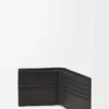 Cartera doble en piel de becerro clásica texturizada Gris oscuro