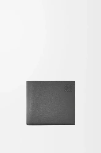 Cartera doble en piel de becerro granulada suave color antracita