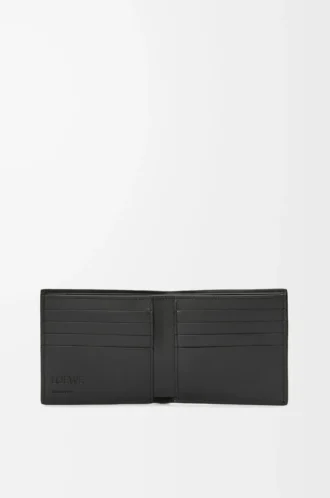 Cartera doble en piel de becerro granulada suave color antracita
