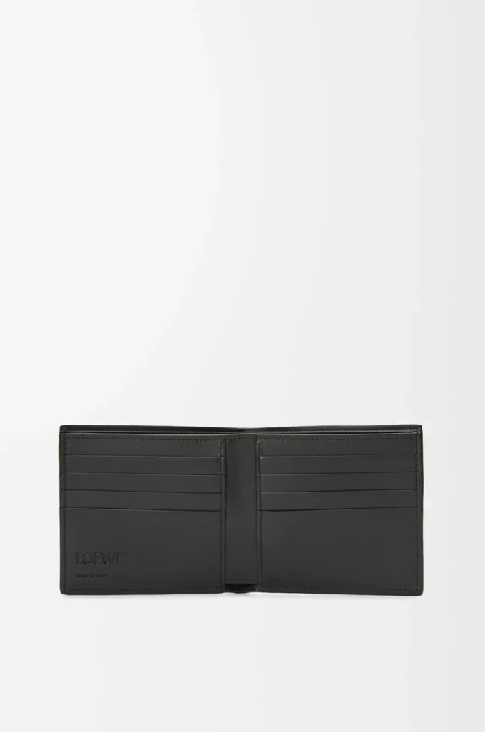 Cartera doble en piel de becerro granulada suave color antracita