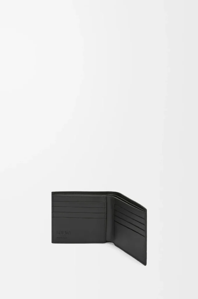 Cartera doble en piel de becerro granulada suave color antracita