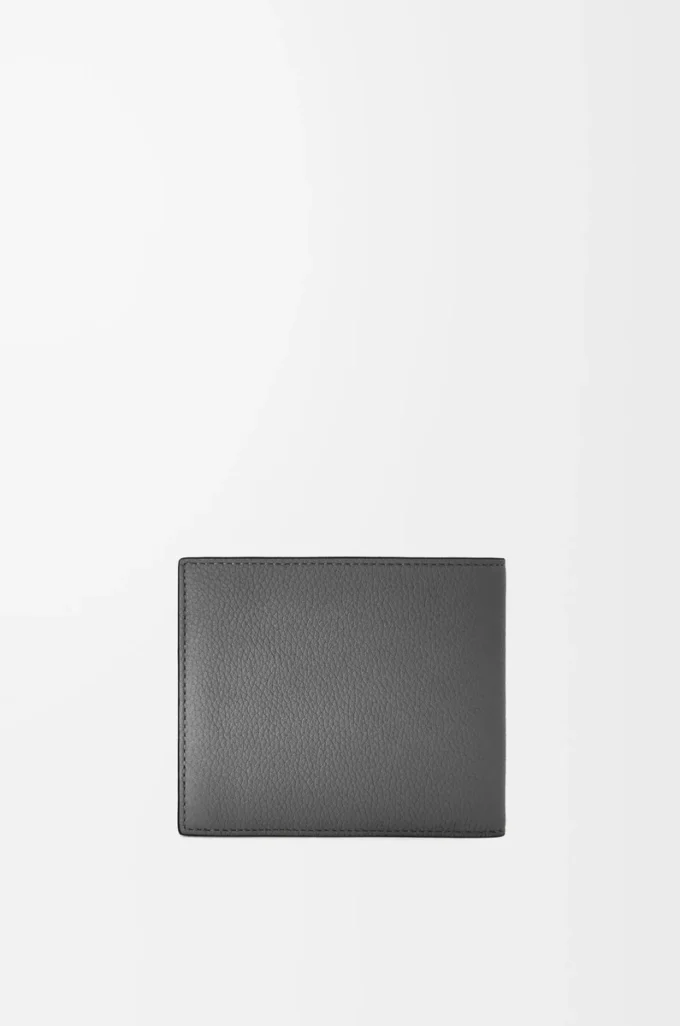 Cartera doble en piel de becerro granulada suave color antracita