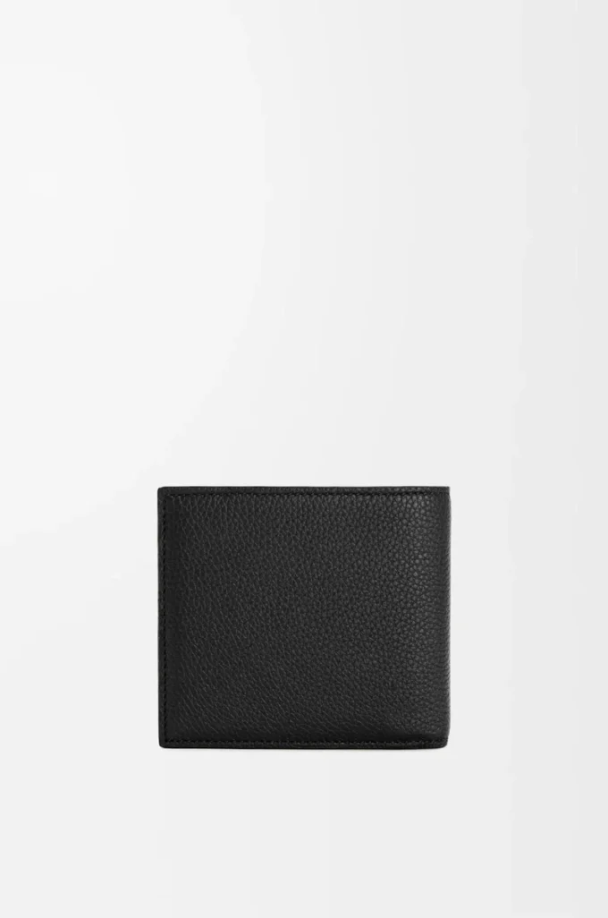 Cartera doble en piel de becerro granulada suave Negro Cartera doble en piel de becerro granulada suave Negro
