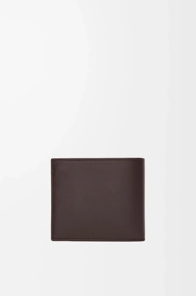Cartera doble en piel de becerro satinada marrón oscuro Cartera doble en piel de becerro satinada marrón oscuro