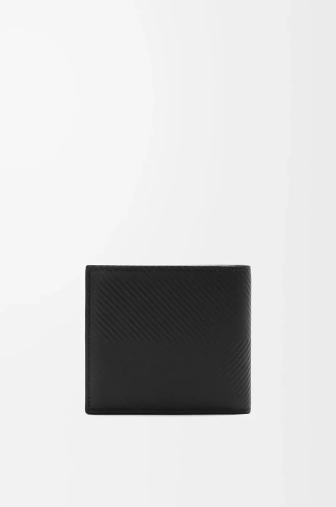 Cartera doble para monedas en piel de becerro clásica texturizada, color negro. Cartera doble para monedas en piel de becerro clásica texturizada, color negro.