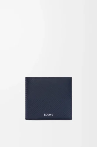 Cartera doble para monedas en piel de becerro clásica texturizada Deep Navy Cartera doble para monedas en piel de becerro clásica texturizada Deep Navy