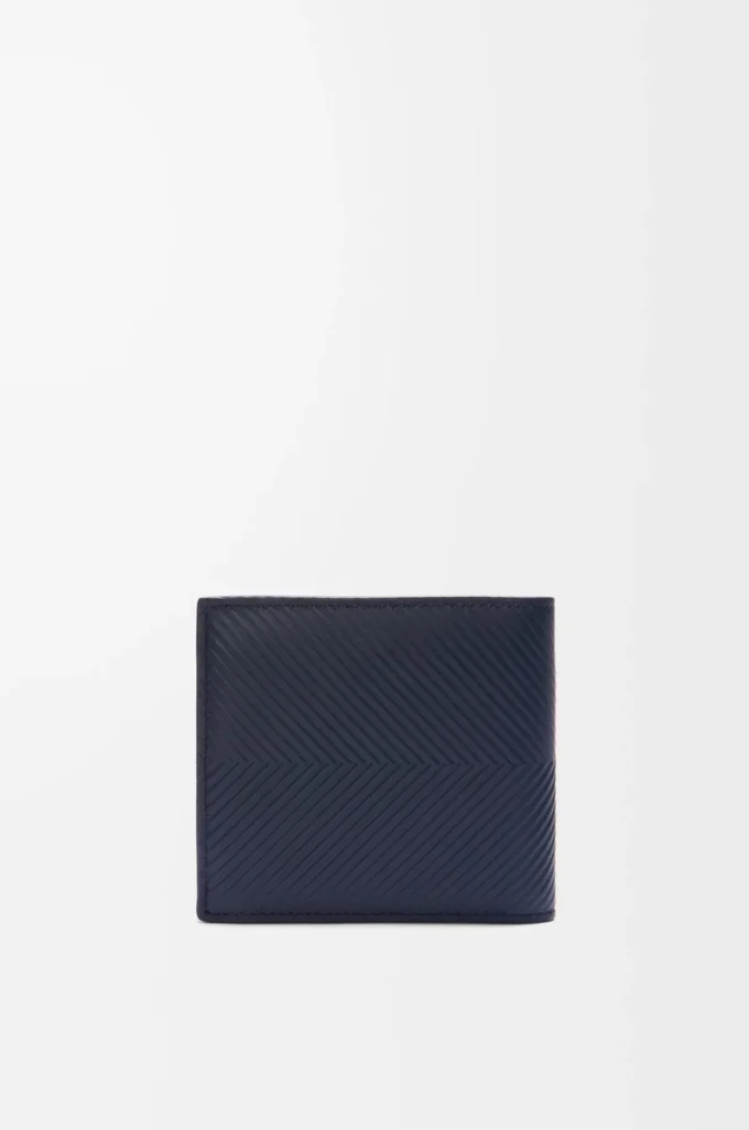 Cartera doble para monedas en piel de becerro clásica texturizada Deep Navy Cartera doble para monedas en piel de becerro clásica texturizada Deep Navy