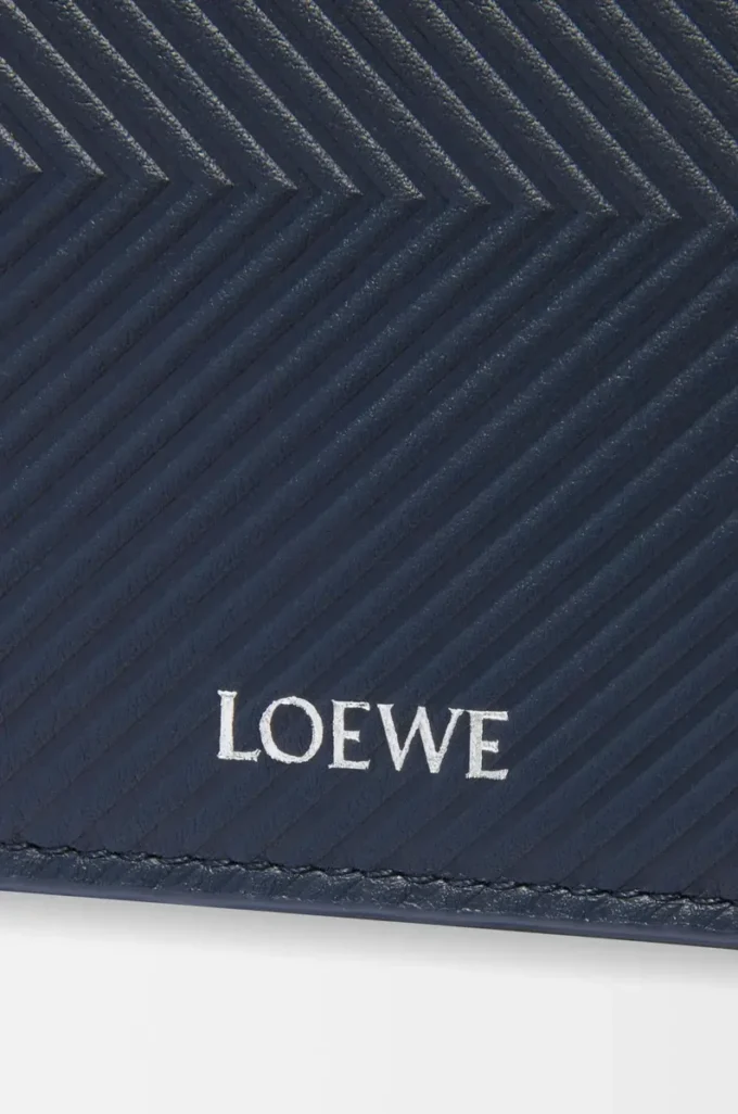 Cartera doble para monedas en piel de becerro clásica texturizada Deep Navy Cartera doble para monedas en piel de becerro clásica texturizada Deep Navy