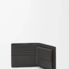Cartera doble para monedas en piel de becerro clásica texturizada, gris oscuro Cartera doble para monedas en piel de becerro clásica texturizada, gris oscuro