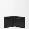Cartera doble para monedas en piel de becerro satinada negra