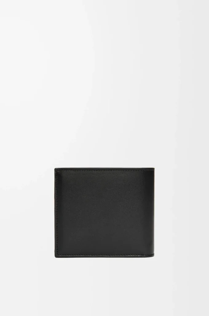 Cartera doble para monedas en piel de becerro satinada negra