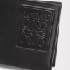 Cartera doble para monedas en piel de becerro satinada negra