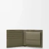 Cartera doble para monedas en piel de becerro satinada verde caqui