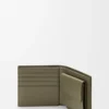 Cartera doble para monedas en piel de becerro satinada verde caqui
