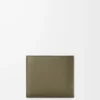 Cartera doble para monedas en piel de becerro satinada verde caqui