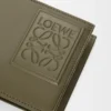 Cartera doble para monedas en piel de becerro satinada verde caqui