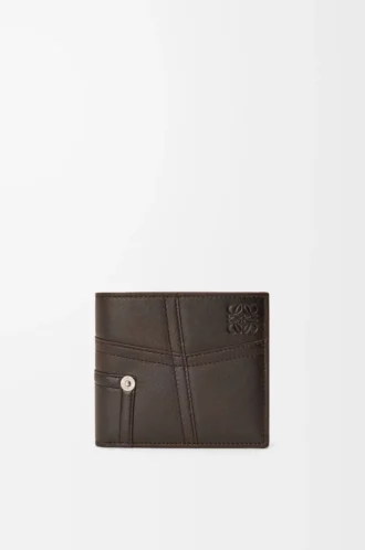 Cartera Panta con doble pliegue en piel de becerro brillante Vintage Brown