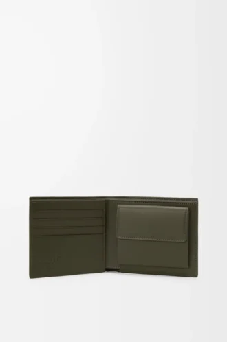 Cartera para monedas Puzzle con doble pliegue en piel de becerro clásica Dark Khaki