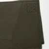 Cartera para monedas Puzzle con doble pliegue en piel de becerro clásica Dark Khaki