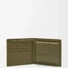 Cartera plegable para monedas en piel de becerro clásica texturizada Dark Khaki
