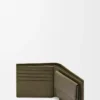 Cartera plegable para monedas en piel de becerro clásica texturizada Dark Khaki