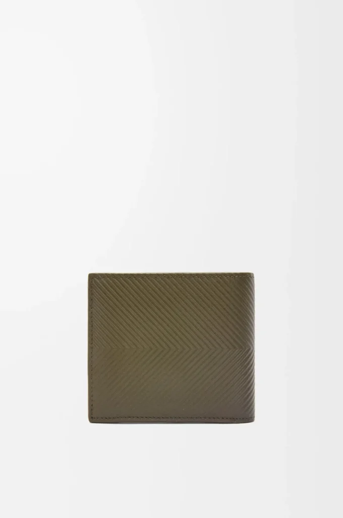 Cartera plegable para monedas en piel de becerro clásica texturizada Dark Khaki
