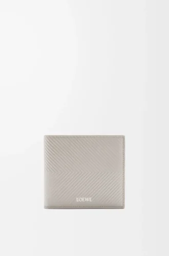 Cartera plegable para monedas en piel de becerro clásica texturizada Shell Grey
