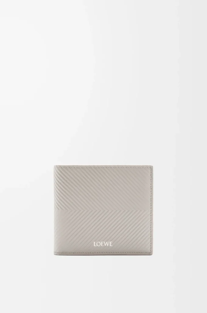 Cartera plegable para monedas en piel de becerro clásica texturizada Shell Grey Cartera plegable para monedas en piel de becerro clásica texturizada Shell Grey