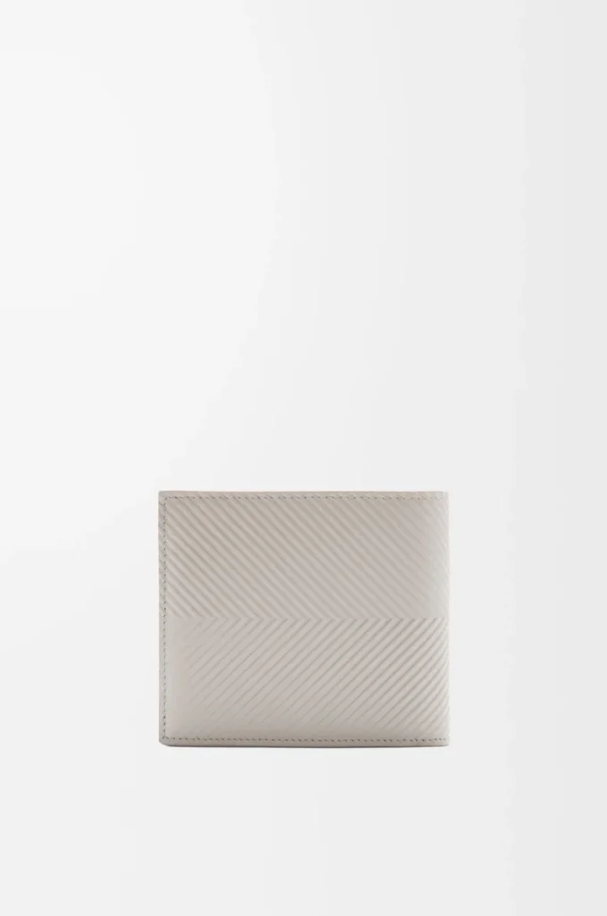 Cartera plegable para monedas en piel de becerro clásica texturizada Shell Grey Cartera plegable para monedas en piel de becerro clásica texturizada Shell Grey