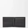 Cartera plegable para monedas en piel de becerro granulada suave color antracita